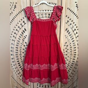 Knox Rose Boho Western Ruffle Tiered Midi Dress